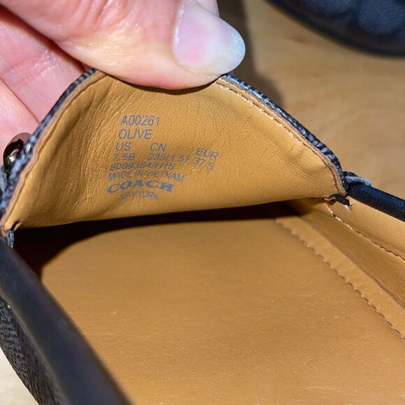 COACH Signature Olive 7.5 B Jacquard Black &‎ Smoke Women's Driving Loafer Logo - Picture 5 of 6